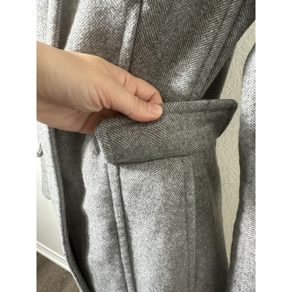 Calvin Klein Women’s XXS Gray Herringbone Wool Blend Coat Zip Snap Mid Length - Picture 8 of 16